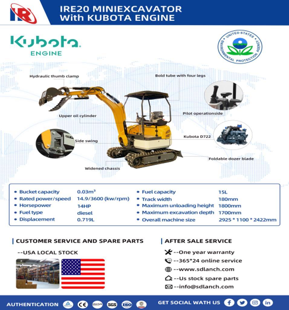 Unused 2025 IRE20 KUBOTA ENGINE EXCAVATOR