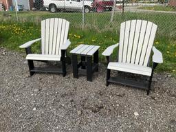 2 Poly Adirondack Chairs & End Table