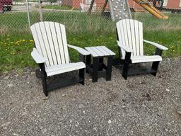 2 Poly Adirondack Chairs & End Table