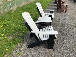 2 Poly Adirondack Chairs & End Table