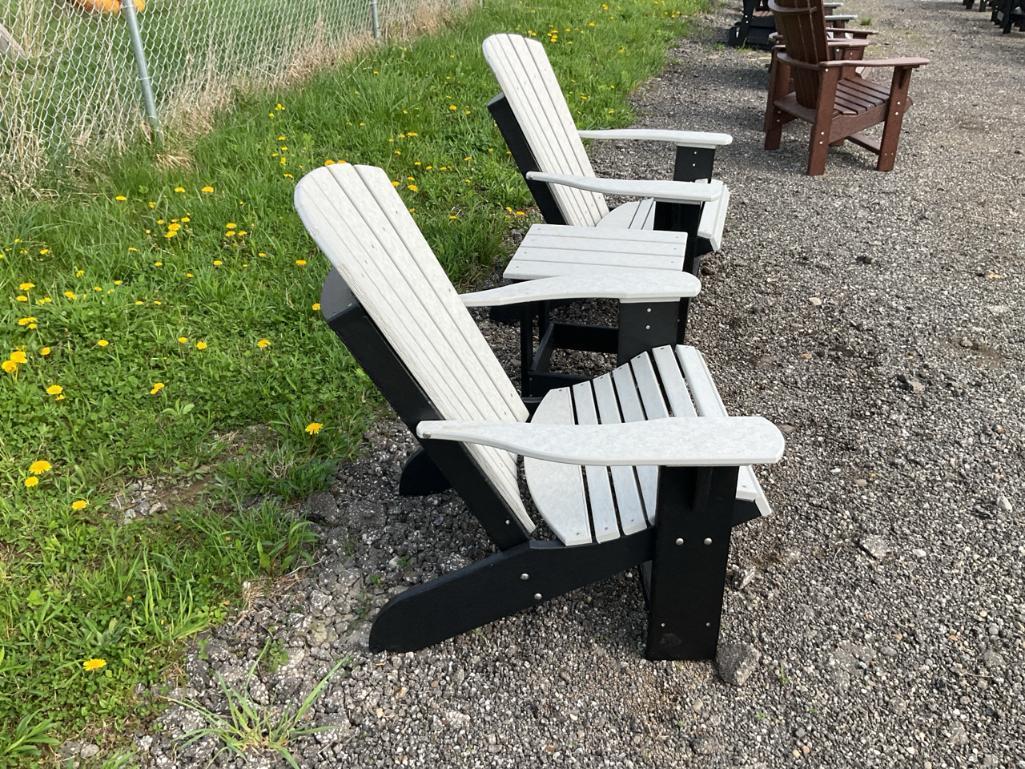 2 Poly Adirondack Chairs & End Table
