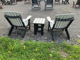 2 Poly Adirondack Chairs & End Table