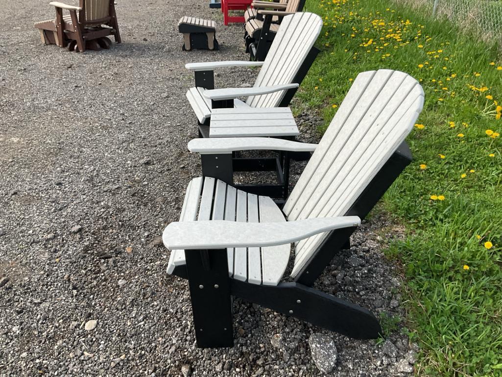 2 Poly Adirondack Chairs & End Table