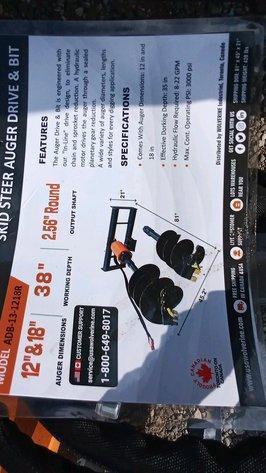 Unused 2025 Wolverine Auger Drive & Bit
