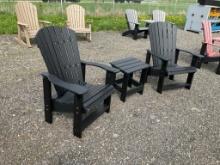 2 Upright Adirondack Chairs & End Table