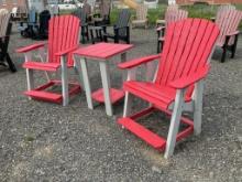 2 Modern High Adirondack Chairs & End Table