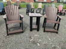 2 Modern High Adirondack Chairs & End Table