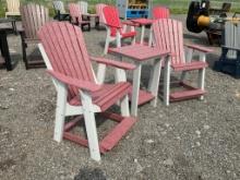 2 Poly Modern High Adirondack Chairs & End Table