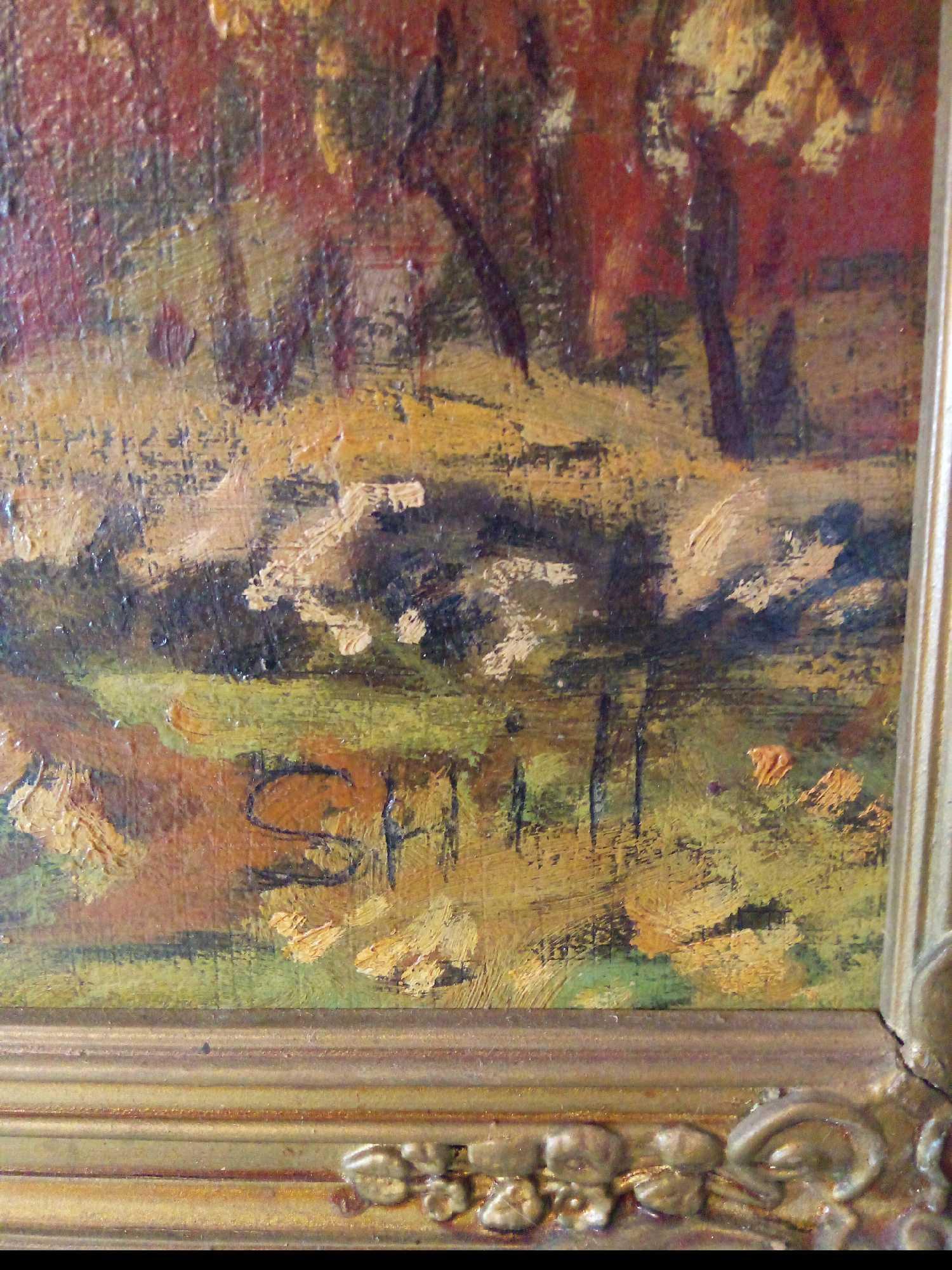 Rare F. Hutton Shill American Listed Artist Antique early c1900s Original Oil Landscape on Board