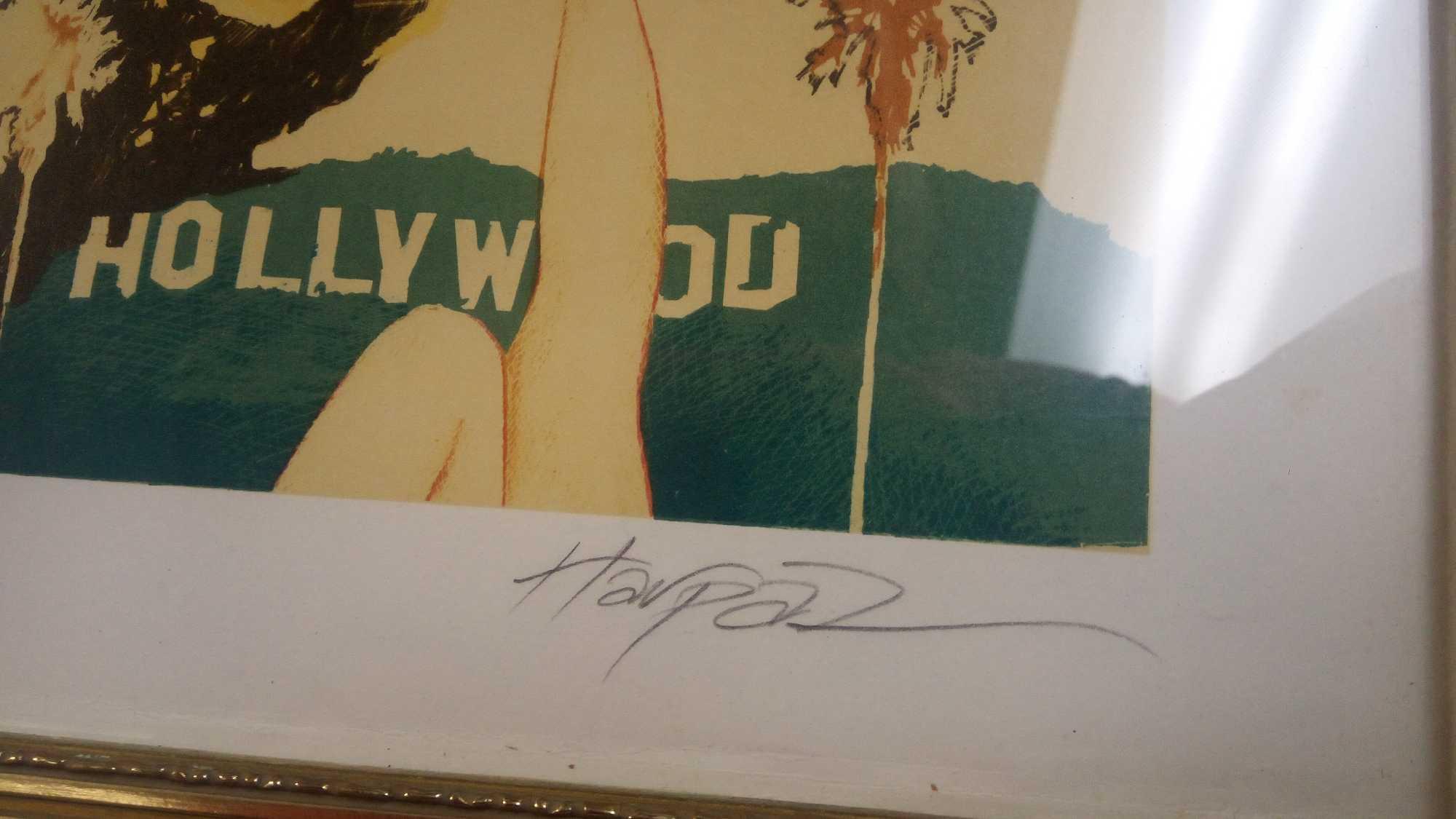 ARI HARPAZ "HOLLYWOOD II" LITHOGRAPH, SIGNED, ARTIST PROOF WITH INSCRIPTION