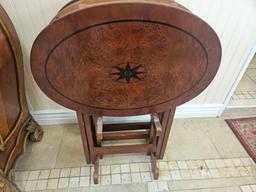 BOMBAY CO. SET OF 4 OVAL TV TRAY TABLES WITH STAND