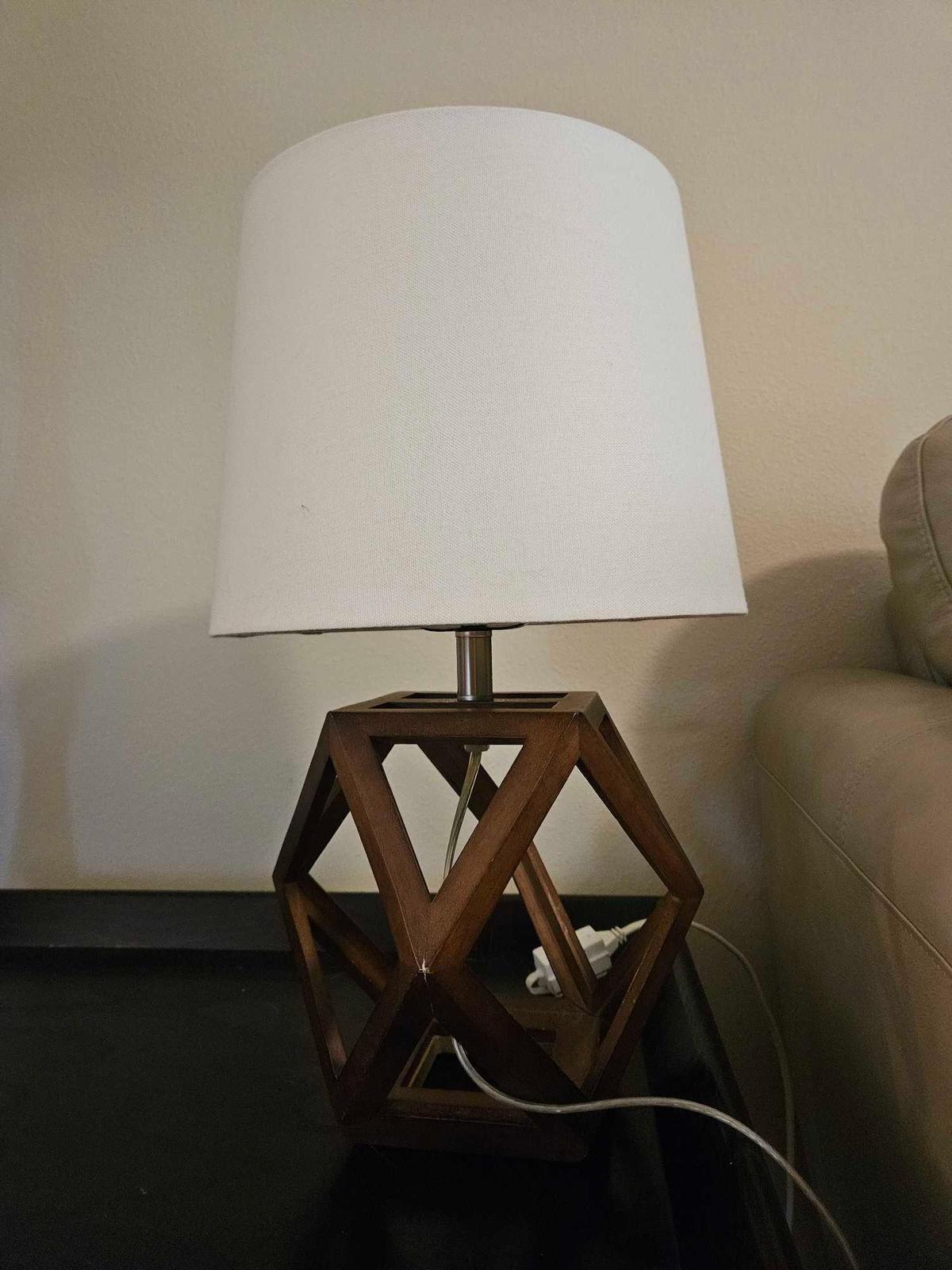 Geometric Wood Figural Accent Lamp