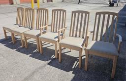 (6) Sturdy wood dining chairs including 2 Captains Chairs