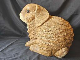 HUGE Sweet Brown Garden Bunny, Resin Sculpture