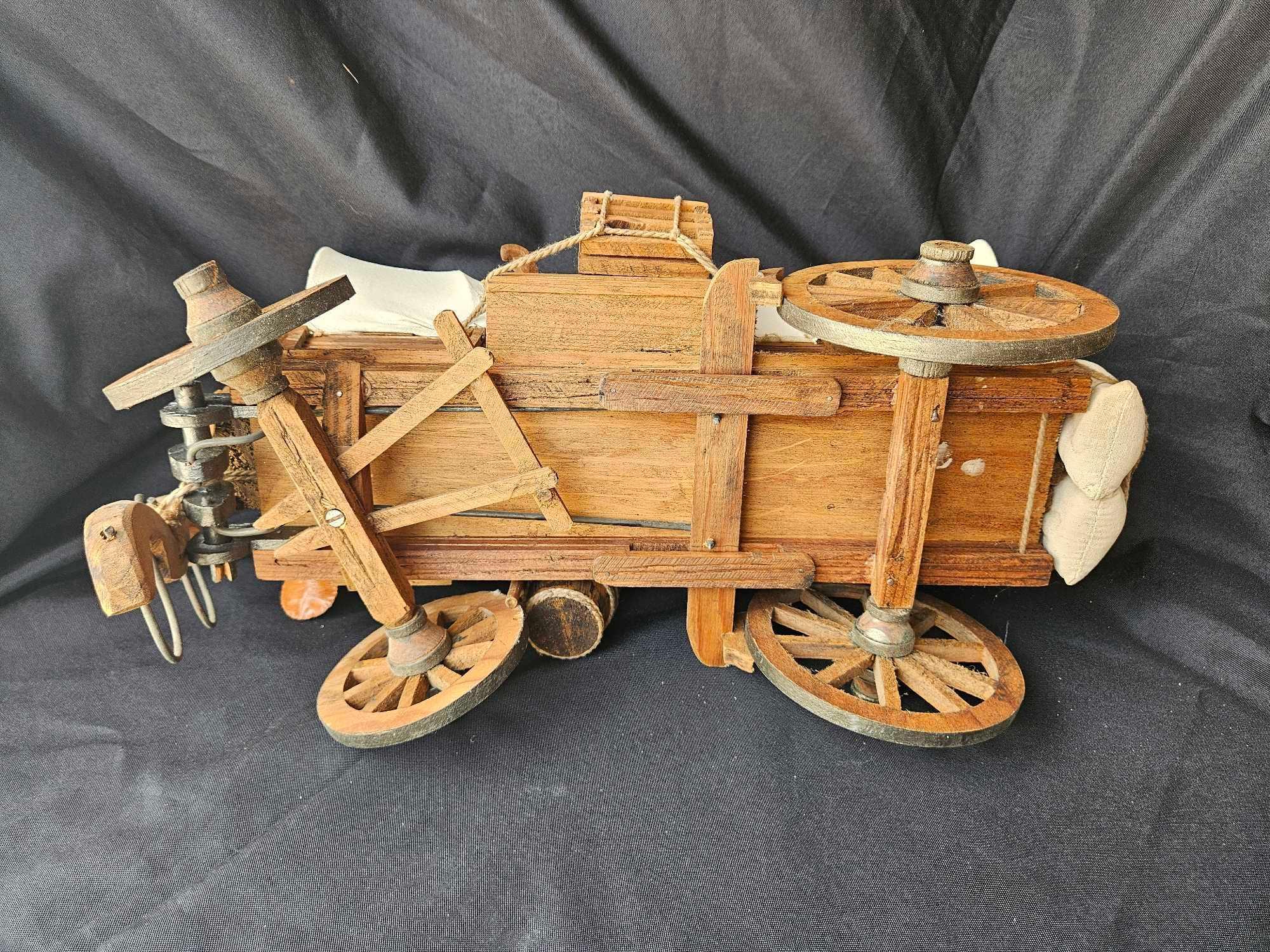 Vintage Covered Wagon 21" Wooden Replica