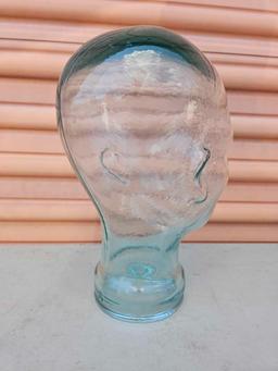 1 of 2 - Vintage thick green glass mannequin head