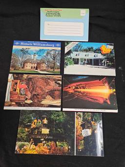 VINTAGE POSTCARD BOOKLETS INCLUDING SIX FLAGS GEORGIA, ROCK CITY, AND MORE