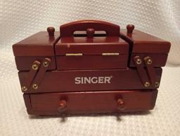 Vintage SINGER Wooden Accordion Style Sewing Machine Organizer