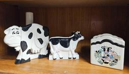 VINTAGE Cow CERAMICS KITCHEN TOWEL AND NAPKIN HOLDERS