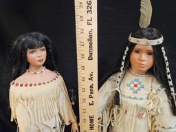 ANOTHER NATIVE AMERICAN COUPLE COLLECTIBLE DOLLS ON STANDS