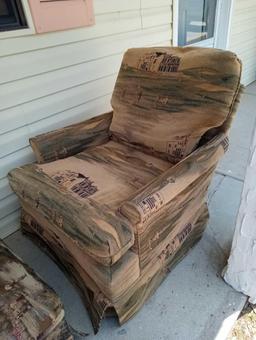 GOLF THEMED CHAIR AND HASSOCK OTTOMAN