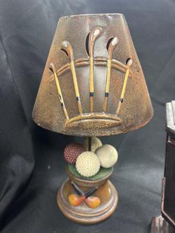 FOUR PIECES OF GOLF DECOR, LUMINARY CANDLES AND MORE