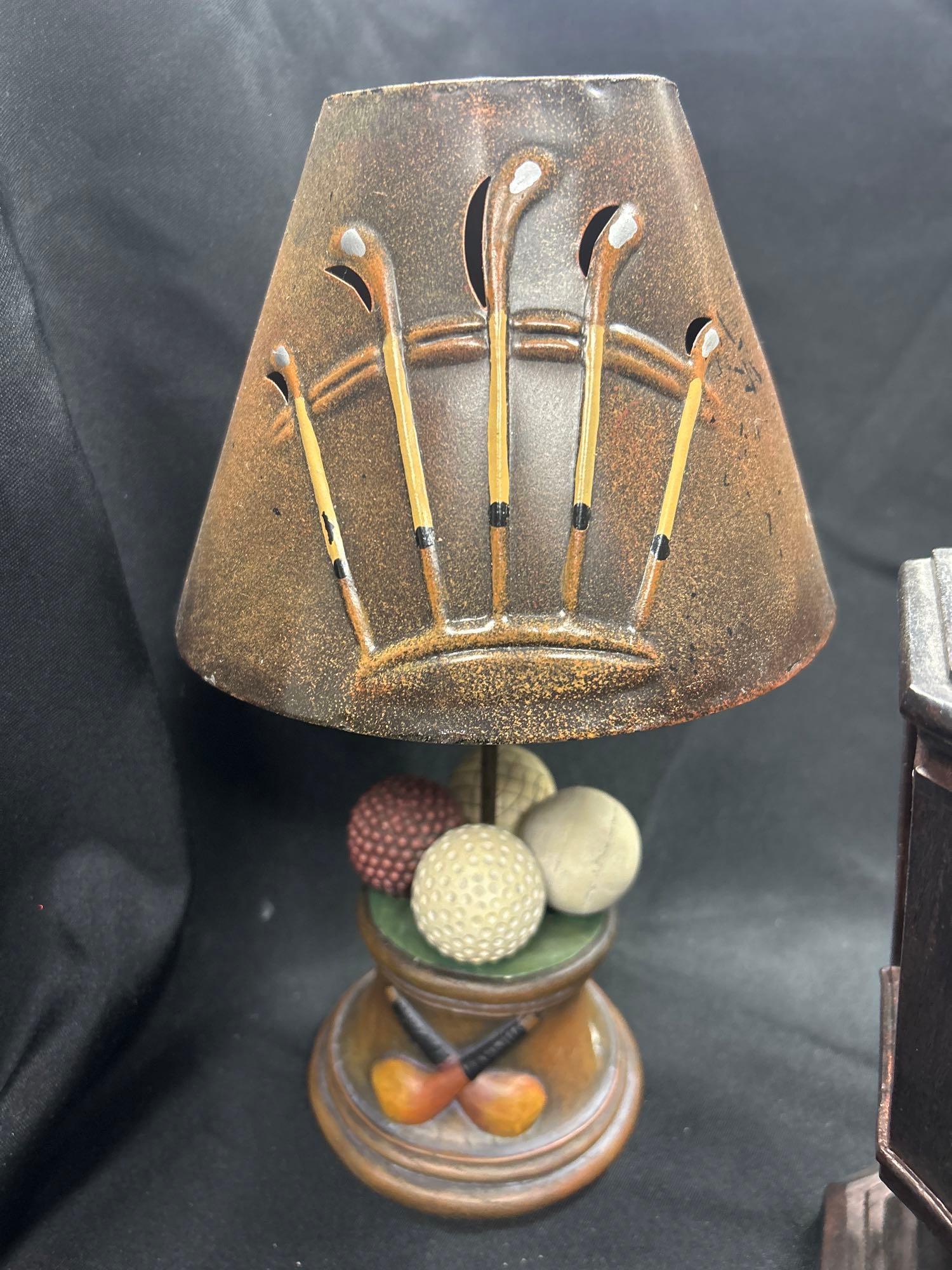 FOUR PIECES OF GOLF DECOR, LUMINARY CANDLES AND MORE