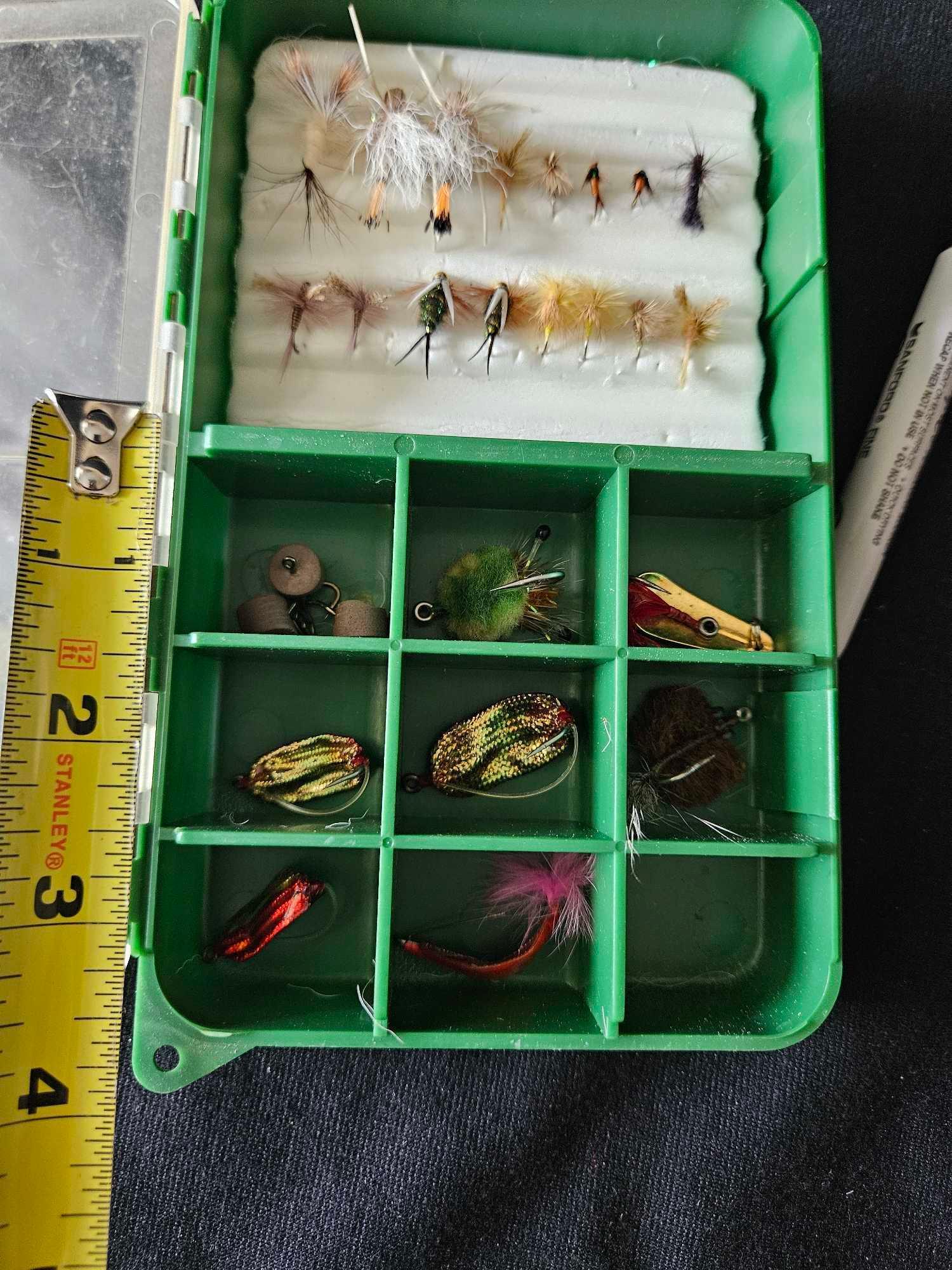 VINTAGE FLY FISHING BOX WITH VERY TINY FLIES PLUS