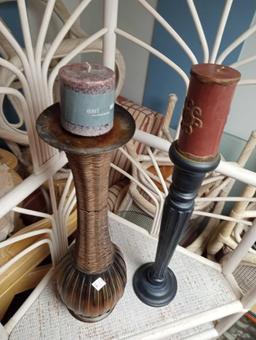 PAIR OF VERY TALL NARROW PIER 1 STYLE CANDLE HOLDERS