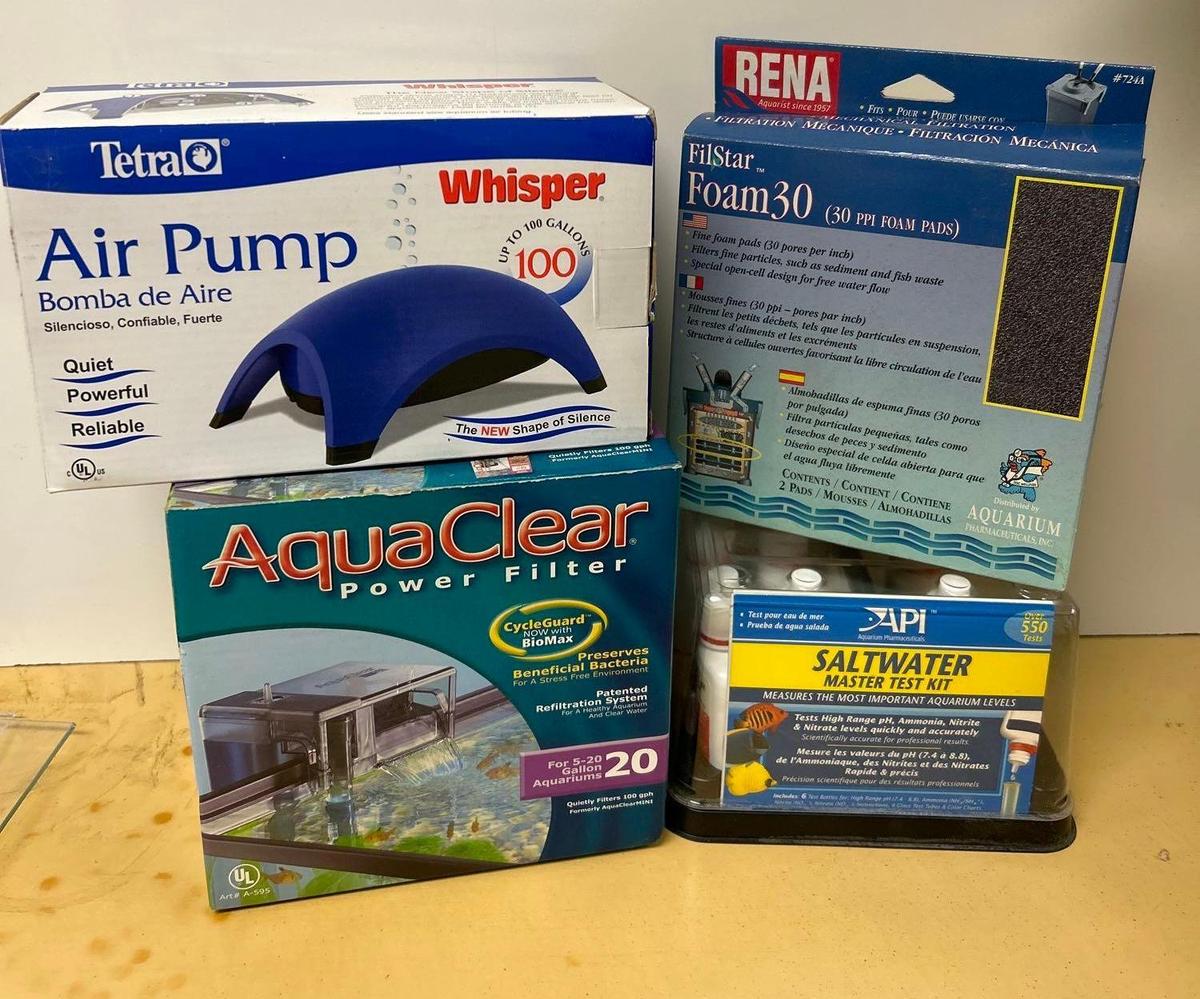 Fish Tank Supplies in Boxes, Filter Box has Color Changing Light See Pictures