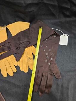Vintage ladies gloves - Including Brown nylon and sequin,