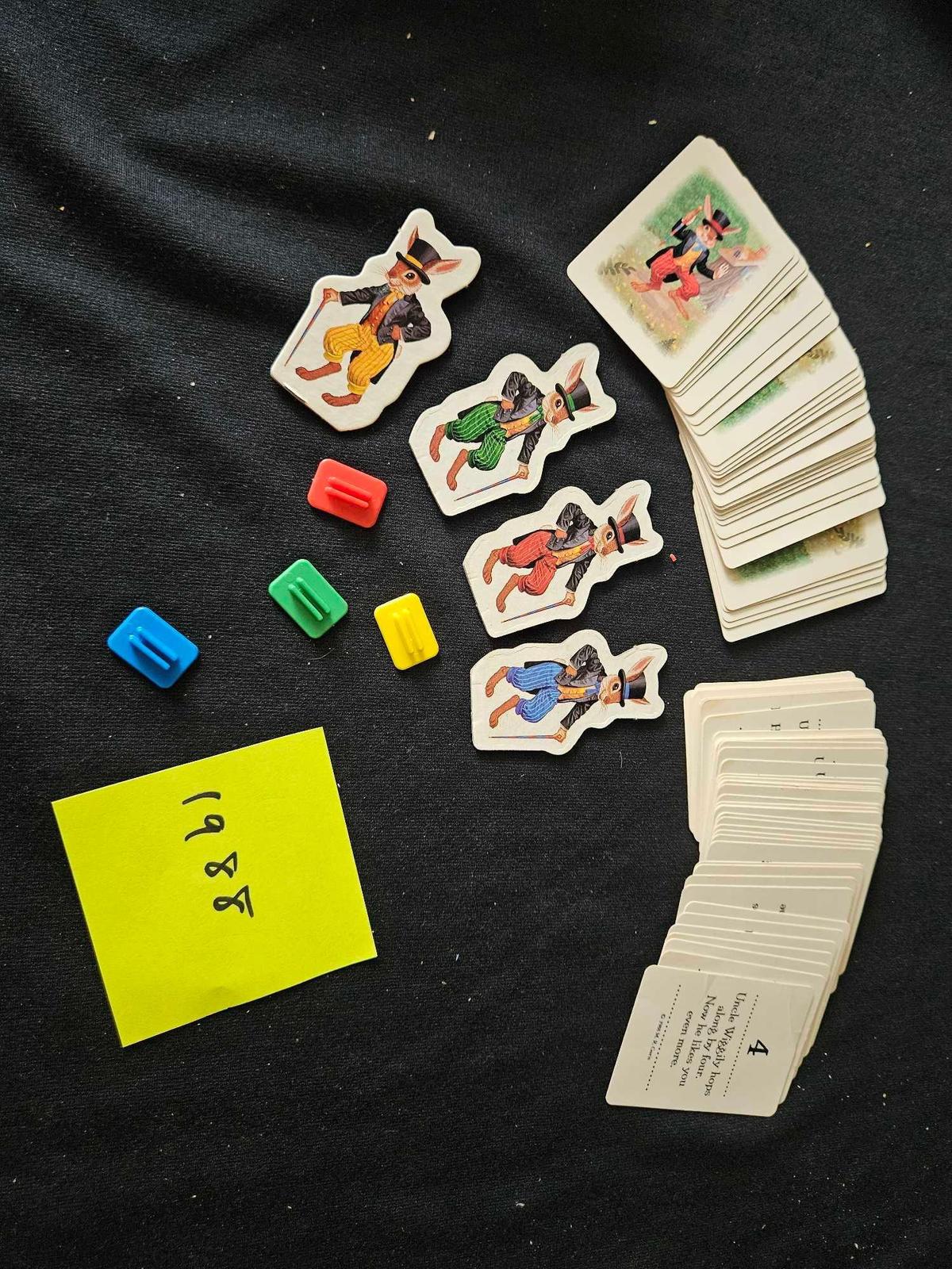 1988 SET OF UNCLE WIGGILY BOARDGAME CARDS AND GAME PIECES