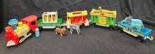 VINTAGE FISHER PRICE CIRCUS TRAIN with Animals, Conductor