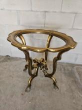 HEAVY. ITALIAN ROCOCO STYLE OVAL BRASS LOOK TABLE BASE