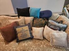 HUGE PILLOW GROUPING INCLUDING FEATHER