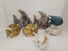 FISH DECOR INCLUDING BRASS, POTTERY,CERAMIC