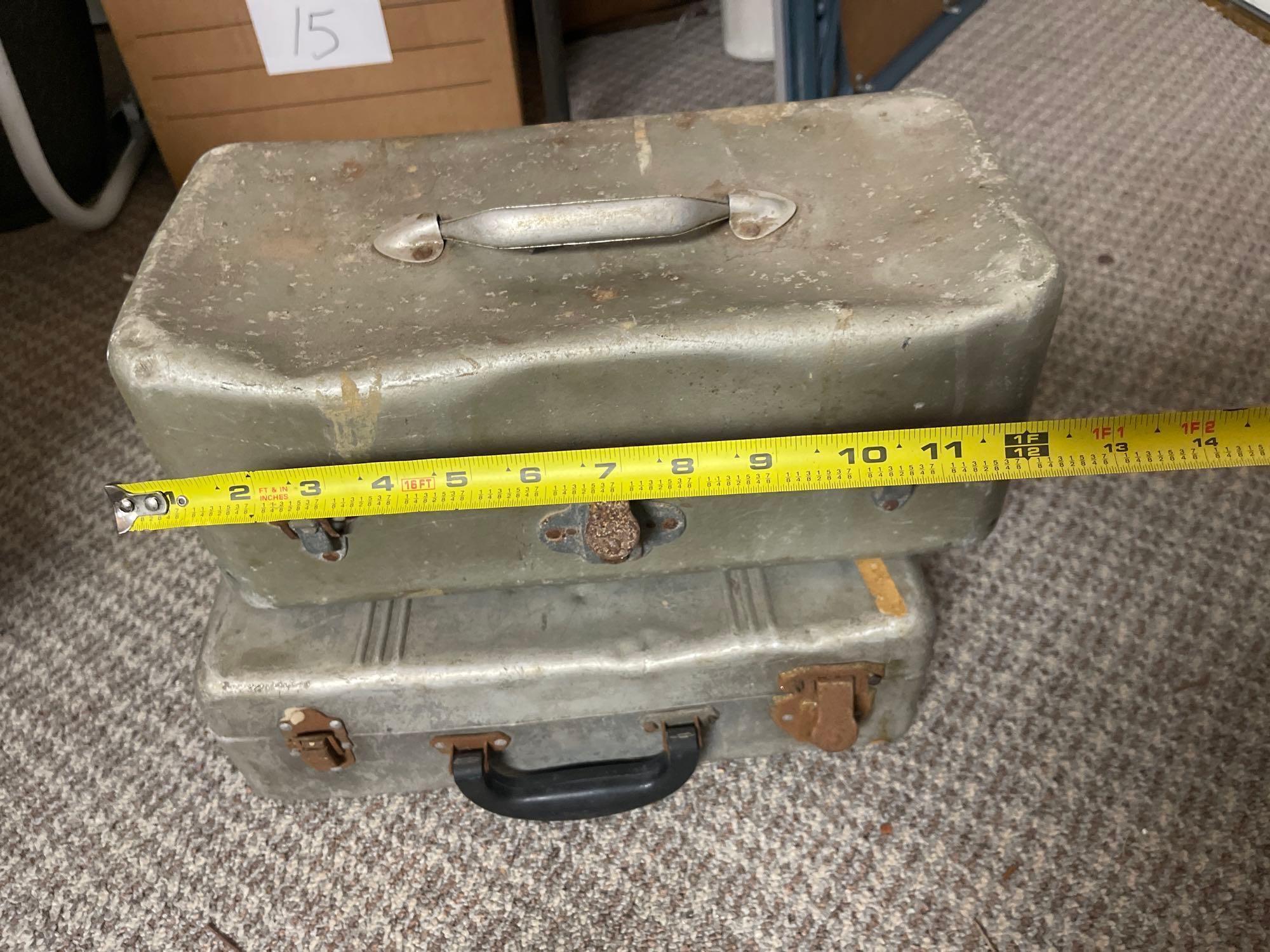 Vintage Pair of Aluminum Tackle Box, JC Higgins, Storage Case