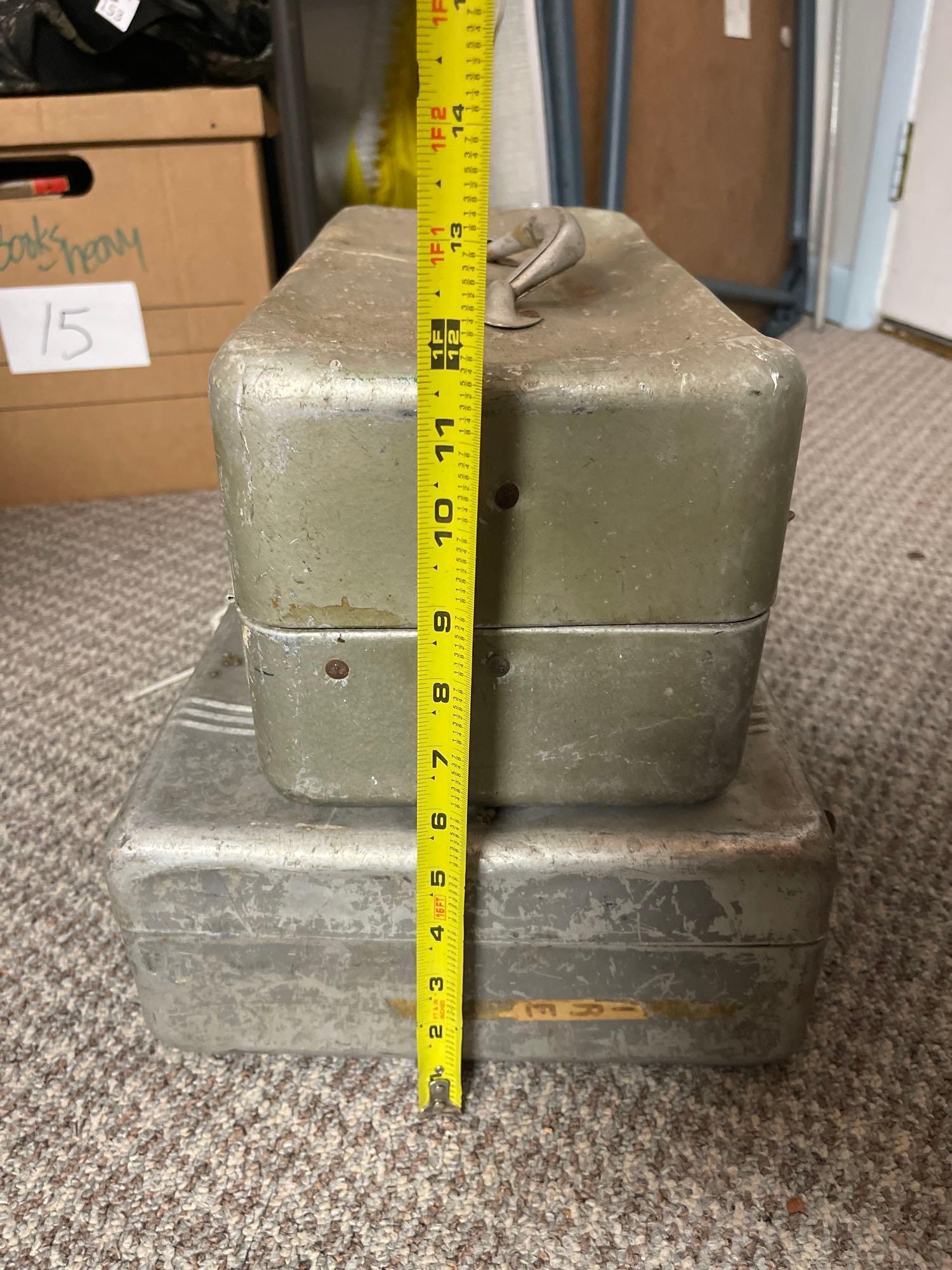 Vintage Pair of Aluminum Tackle Box, JC Higgins, Storage Case