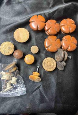 Mid Century Wooden Table Legs, Mounting plates, and knobs, including by EMCO