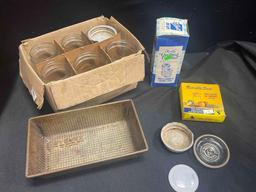 Vintage Canning Mason Jars with Lids and Ovenex Pan