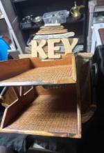 Feel The Caribbean Vibe. Key West Signage, Bamboo Paper Holder, Large Vintage Basket With Wood