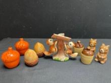Vintage Climbing Squirrels, Acorns, Bunnies, Salt and Pepper Shakers