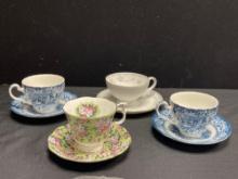 Vintage Teacups, Saucers, Liberty Blue, Mikasa, Royal Albert