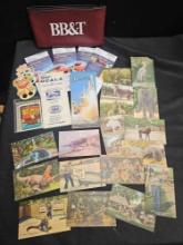 Unused ANTIQUE POSTCARDS including NY ZOOLOGICAL, SEMINOLE INDIAN VILLAGE MIAMI, VINTAGE MAPS