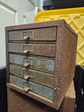 VINTAGE Kennedy INDUSTRIAL 5 DRAWER TOOL Organizer CABINET WITH CONTENTS
