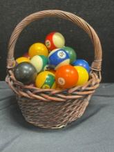 Set of Old Billiard Balls in Basket And Then Some...