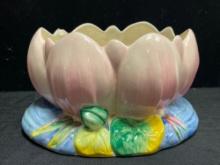 Vintage CLARICE CLIFF Water Lily Bowl Planter 973 Art Deco Newport Pottery