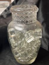 Vintage, Heavy Glass Vase, Decor with faux ice cubes