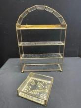 Pair of Vintage Glass Stand and Box