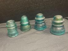 (4) Aqua Blue Hemingray Insulators